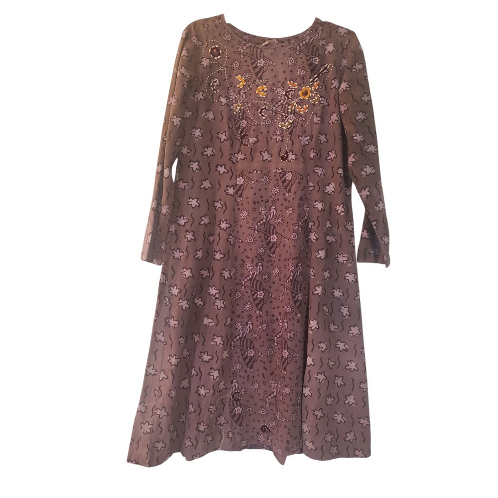 Market Place Dignity‎ Not Charity Dress Womens Small Gray Floral Embroidered